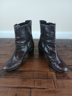 Via Spiga Vero Cuoio Dark Brown Genuine Leather Ankle Boots size 7.5 M