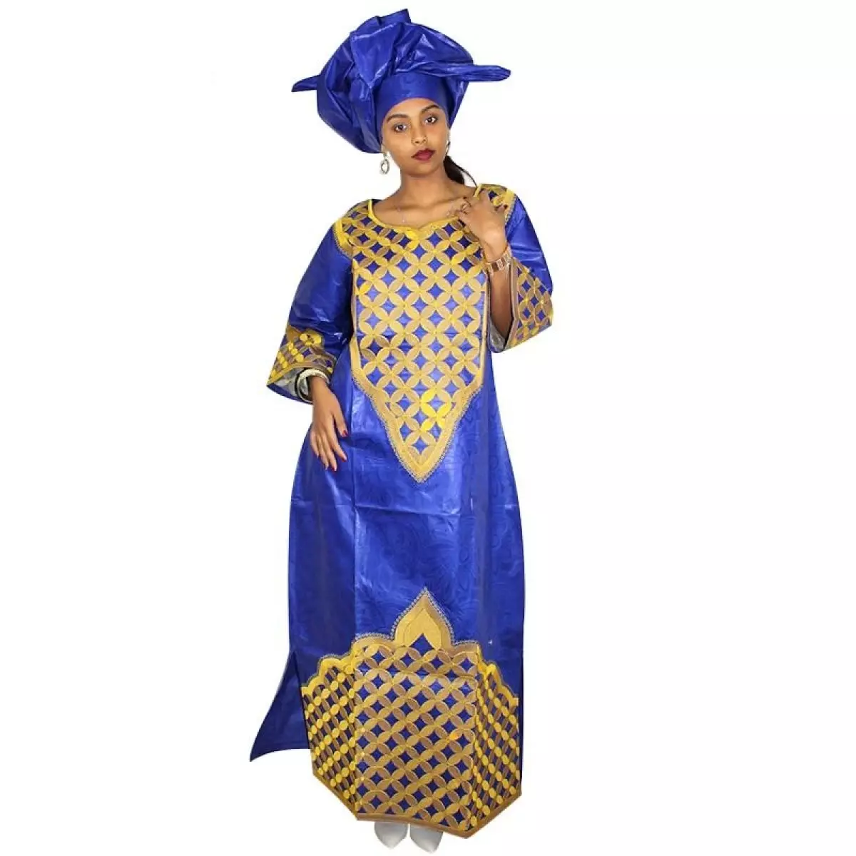 African Women Clothing New Bazin Riche Embroidery Design Long Dress with  X21259