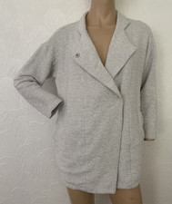 Eileen Fisher Grey Textured Jersey Woven Jacket Small Uk 10-12 Us 6-8 Eu 40 Vgc