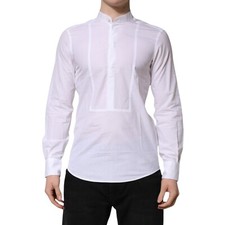 DOLCE & GABBANA Shirt White Cotton Slim Long Sleeves Formal 38/US15/XS 470usd