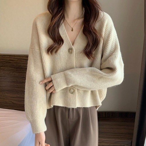 Suéter de punto estilo perezoso suéter otoño Prendas para el torso para mujer Cárdigan suave Chaqueta - Imagen 3 de 15