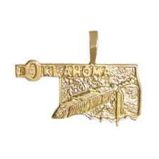 New 14k Yellow Gold Oklahoma State Map Pendant