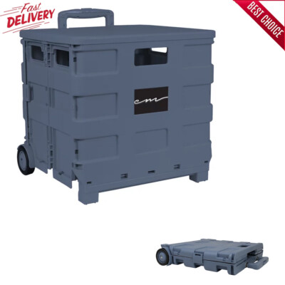Foldable Rolling Plastic Craft Cart Organizer W/ Lid Ideal For Teachers&Crafters