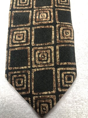 MARKS & SPENCER MENS TIE BLACK BEIGE BROWN 3.5 X 58 NWT