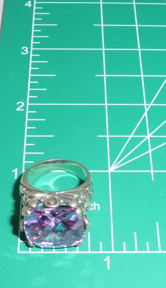 Cristal facetado púrpura plata de ley 925 5 5,5 13,5 gramos Foto 4 de 4