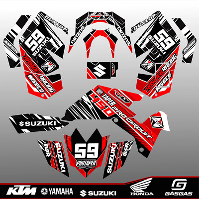 Suzuki LTR450 ATV 2006-2014 Red Black White Bold Race Style Full Graphics Decals