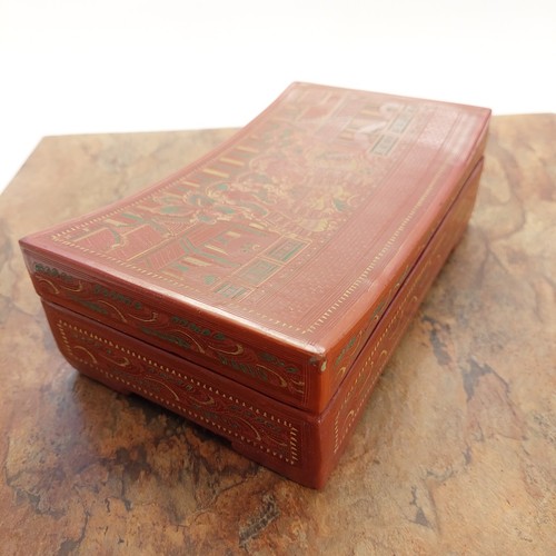 Scatola vintage asiatica birmana Betel noce Ku-Nan-Kan-Byat Birmania lacca arancione 7,7 - Foto 8 di 22
