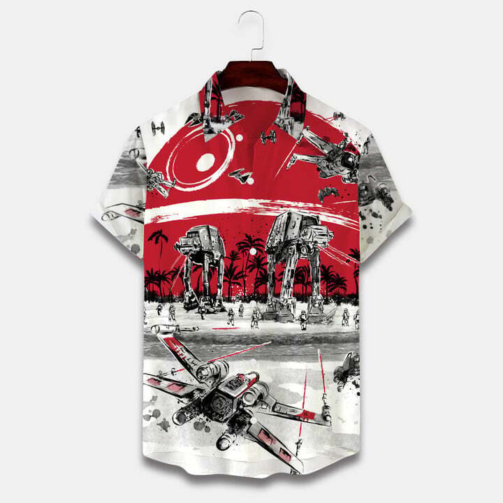 Spaceship Hawaiian Shirt For Men US Size Summer Style NEW