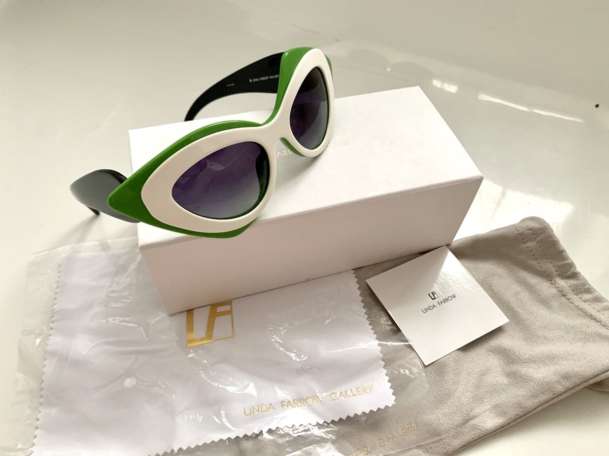 LINDA FARROW PRABAL GURUNG Cat Eye Pop Art White Green Geometric PG17 Sunglasses Prabal Gurung x Linda Farrow / Pop Art Cat Eye / Yellow  main image 4