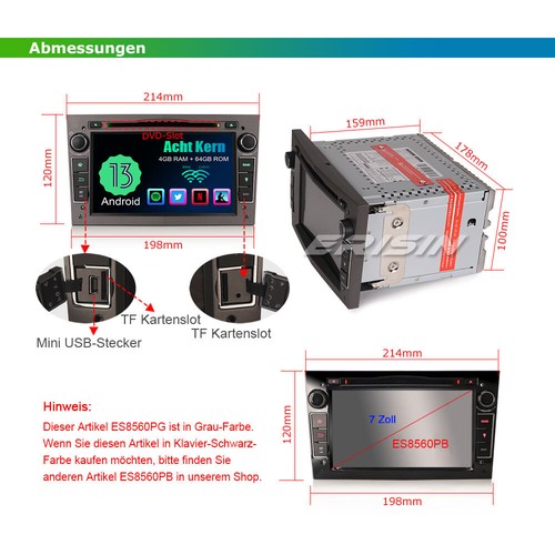 8-Kern 64GB Android 14 Autoradio GPS Navi Opel Corsa Antara Zafira Vectra Vivaro - Bild 20 von 22