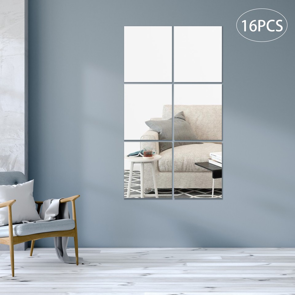 Acrylic Selfadhesive Frameless Wall Mirror Tiles Decor 14'' x 12