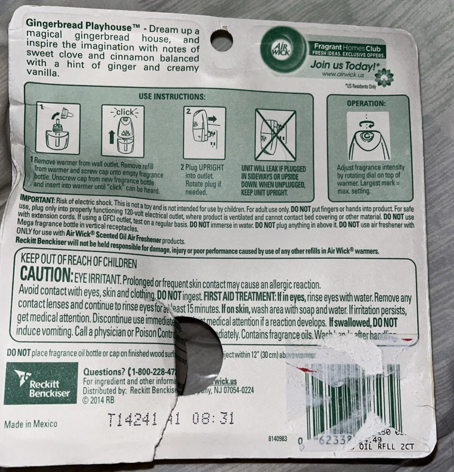 Air Wick Encantado Vacaciones Pan de Jengibre Casa de Juegos Fragancia Aceite Perfumado RARO DIFÍCIL DE ENCONTRAR Foto 2 de 2