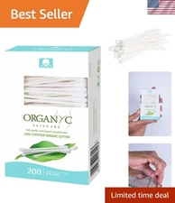 100% Certified Organic Cotton Swabs - Eco-Friendly, Hypoallergenic, 200 Count