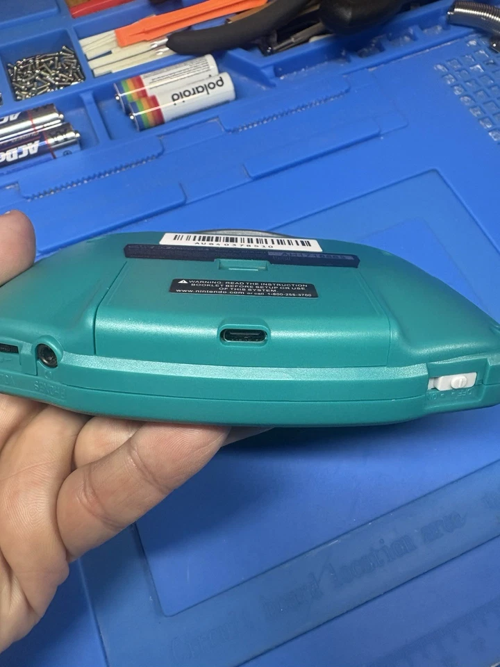 Carro retroiluminado IPS verde azulado Nintendo Gameboy Advance V5 USB C GBA 1800 Mah Foto 3 de 4
