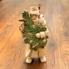 Schmid Claus St. Nickolas Santa Figurine 1986 Toy Bag Coat Christmas White