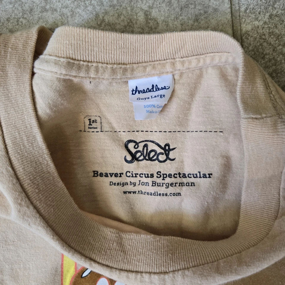 Camiseta Jon Burgerman Beaver Circus Espectacular Sin Hilos 1ª Edición Para Hombres Grande Foto 3 de 4