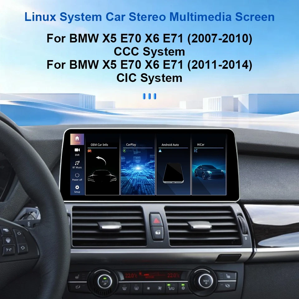 12.3" Linux Autoradio Apple CarPlay Android Auto USB Für BMW X5 E70 X6 E71 CCC - Bild 2 von 4