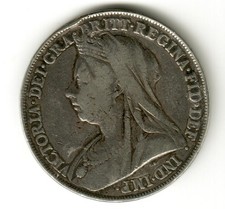 1898  Victoria Silver Crown   fine good  grade St George EF 28.3g .925 Silver
