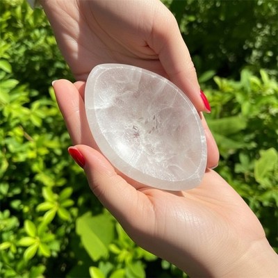 Selenite Small Oval Bowl   Natural White Crystal Dish from morocco