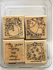STAMPIN' UP Very Merry Holiday Christmas Mounted Rubber Stamp Set - NEVER USED