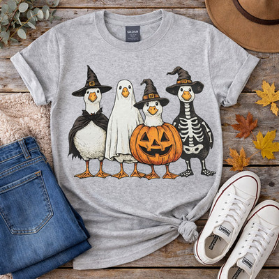 Geese Halloween Shirt NWT Adult Large Gray Gildan Heavy Cotton Fall Tee