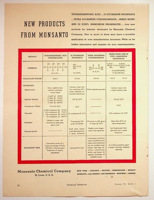 Monsanto 1939 Print Advertisement Chemical Industry 8x11 Original