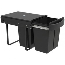 HOMCOM Kitchen Cupboard Bin with 40L Dual Compartment, Pull Out Bin, Black
