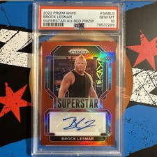 2022 Prizm WWE Brock Lesnar Superstar Autograph Red /99 PSA 10 POP 2