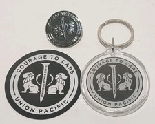 RR Union Pacific Courage To Care Safety Memorabilia Train Pin Keychain Sticker