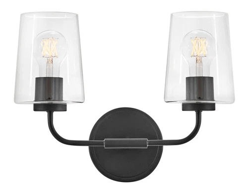 Lark 853452-CL Kline 2 Light 14"W Vanity Light - Black - Picture 1 of 12