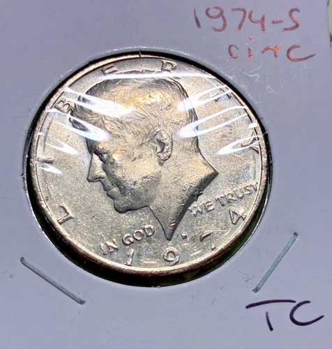 1974-S Kennedy Half, circulated proof. Theo Challenge coin. Free S/H