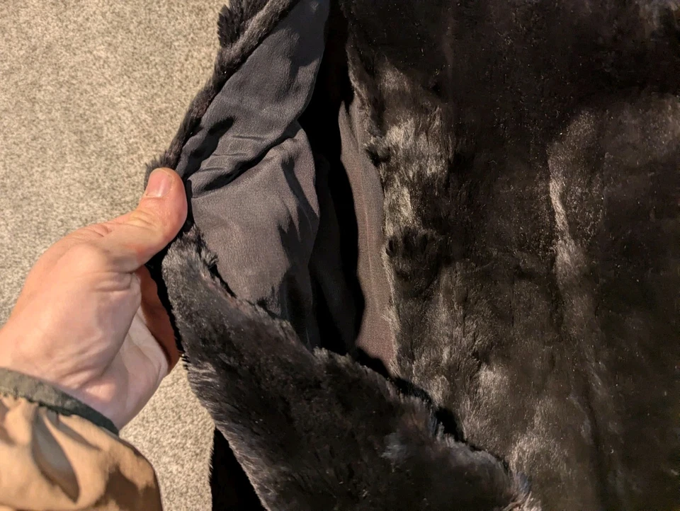 Vintage Rabbit Fur Cape Womens One Size Wrap Shawl Black Lined 60s 70s  - Image 3 of 4