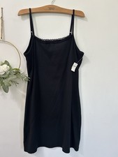 Aerie Ribbed Black Lace Trim Tank Bodycon Dress Adjustable Women’s Sz XL / NWT