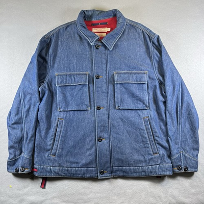 #ad #ad Daniel Cremieux Jacket Men Large Denim Chambray Lined Chore Coat Jacket Vtg $34.88
