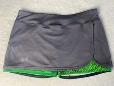 Under Armour Skort Charcoal  Green Polka Dot Tennis Golf Girls Run Faster M 