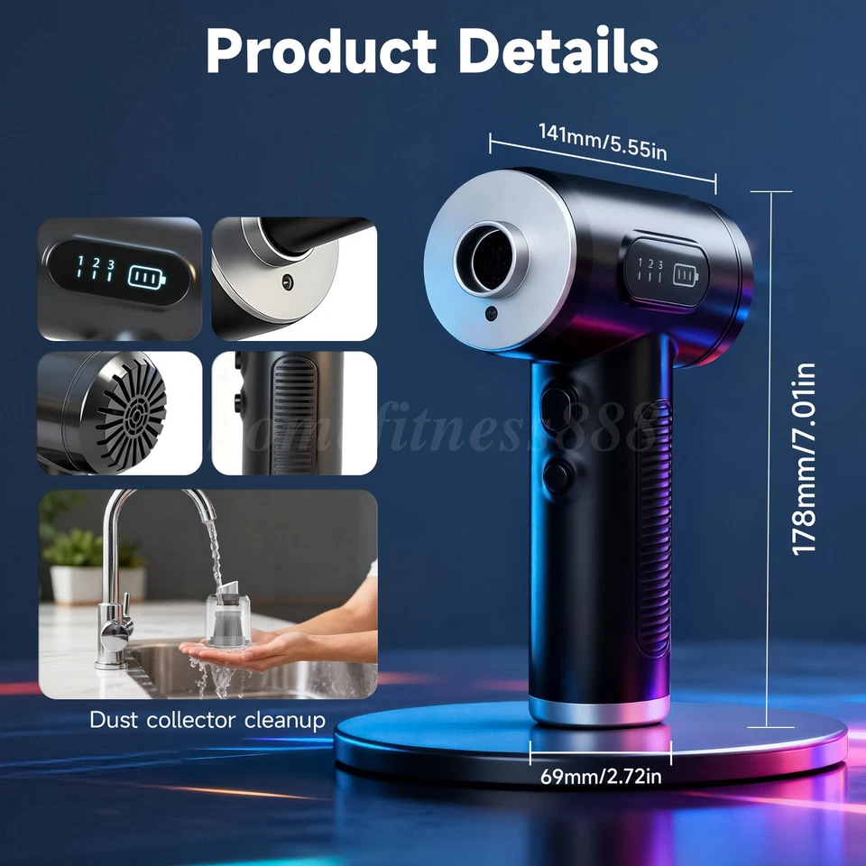 电动压缩空气除尘器280000RPM无绳清洁鼓风机适用于PC电脑 — 第 4/4 张图片