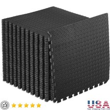 Durable Interlocking Foam Tiles Protective Flooring Mat Gym Exercise 144 Sq Ft