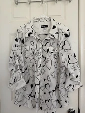 Karl Lagerfeld Women's Long Sleeve Blouse Black/White, Size XL