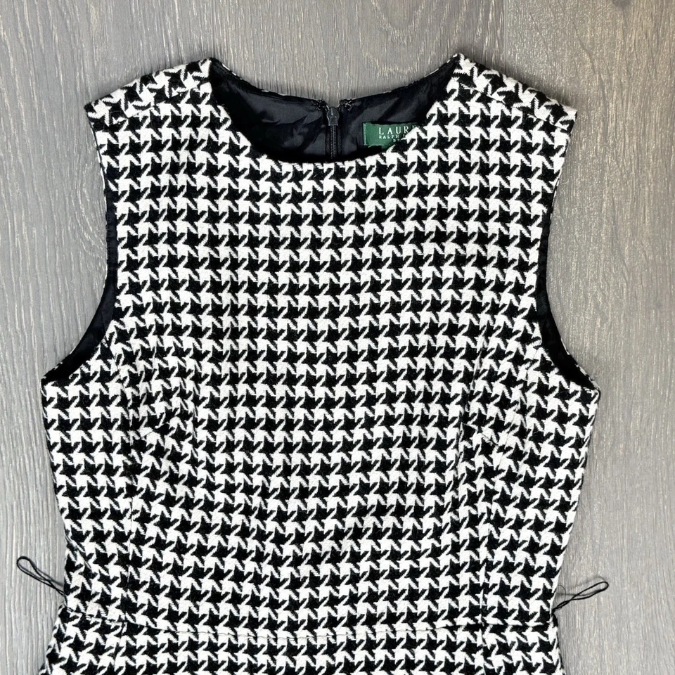 Vestido Lauren Ralph Lauren Pata de Gallo Lana Sin Mangas Vaina Completamente Forrado Talla 6 Foto 2 de 4