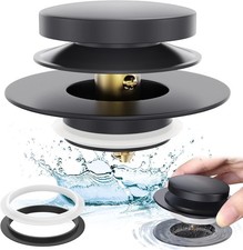 Matte Black Universal Tip Toe Tub Stopper Replacement, Pop Up Bathtub Drain
