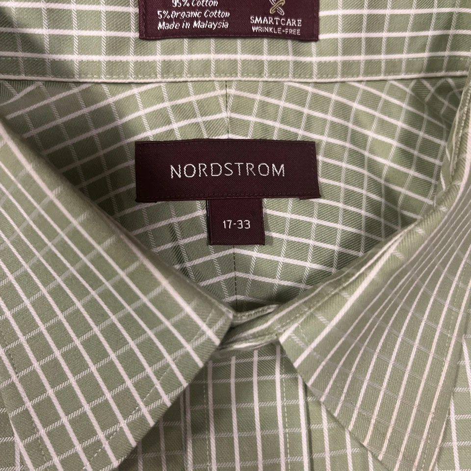 Camisa de vestir Nordstrom patrón geométrico 17-33 algodón cuidado inteligente sin arrugas Foto 2 de 4
