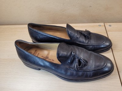 Allen Edmonds Perugia Black Pebbled Loafer Leather Tassel Italy Shoes Mens 11 D