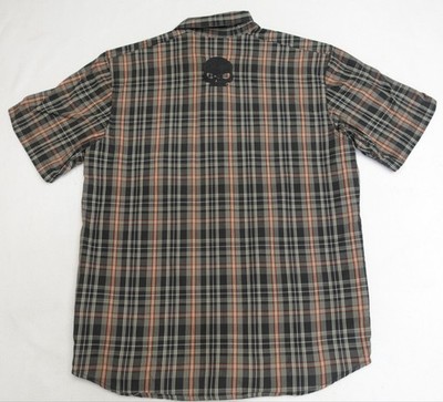 Harley-Davidson Shirt Mens M Gray Plaid Button Up H-D Performance Skull Back