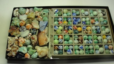 1932-1936 Pennsboro Alley Agate  marbles & cullet large amount some UV, flames