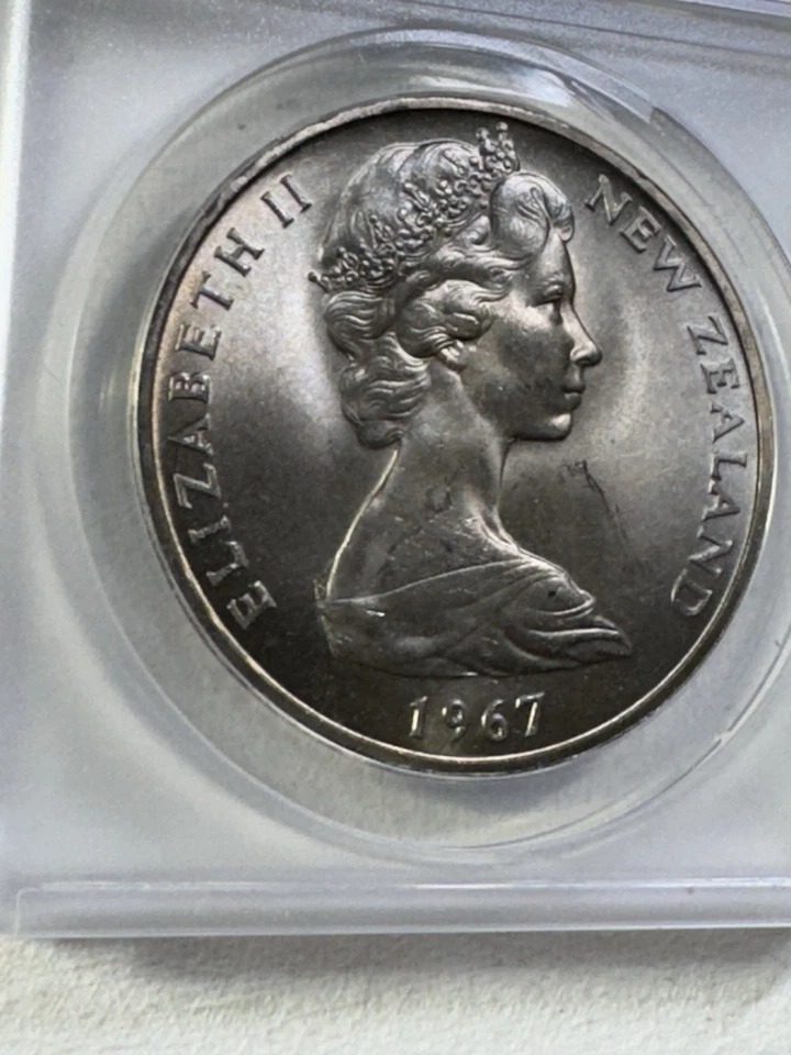 1967 New Zealand 1 Dollar Graded MS 66 by ANACS - Image 2 of 4