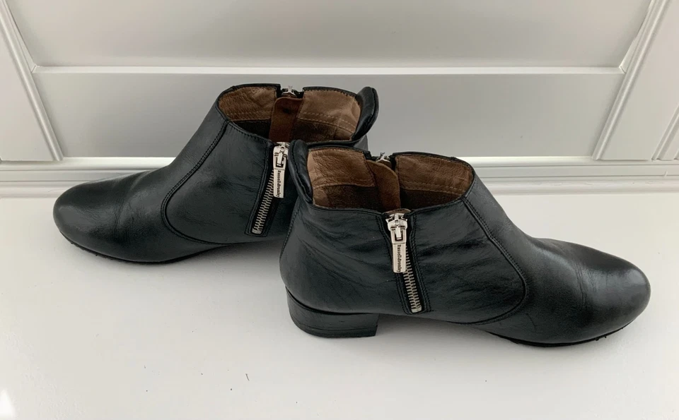 Russell & Bromley Zip Code Black Leather Double Zip Comfort Bootie Boots UK 4 - Image 2 of 4