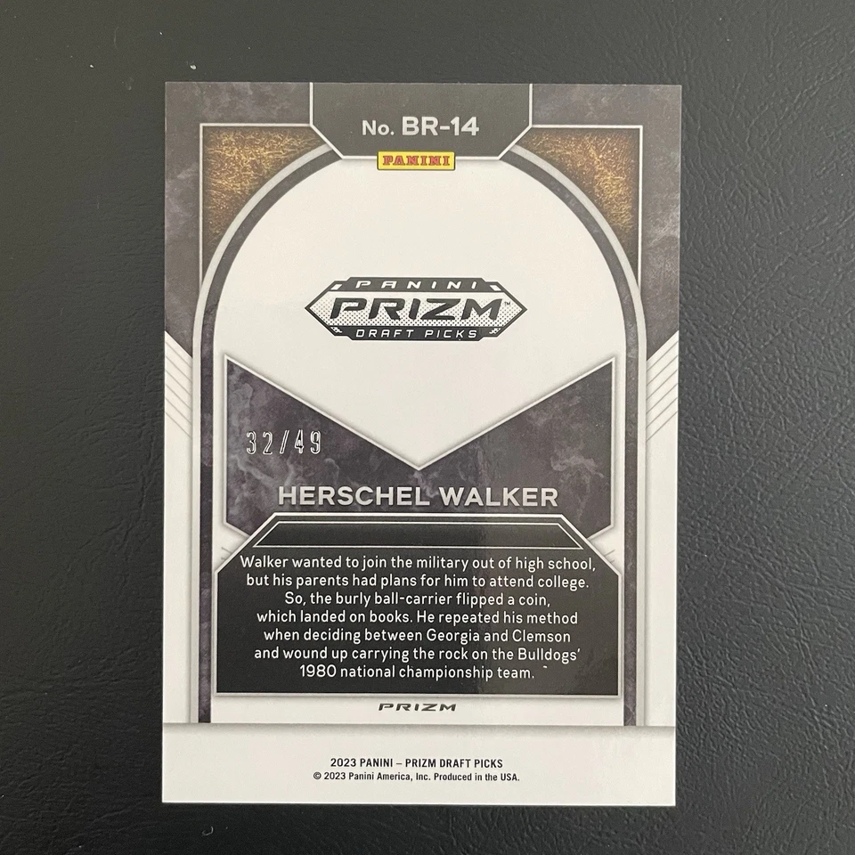 2023 Prizm Draft Picks Herschel Walker Brilliance Orange Pulsar SP /49 - Image 2 of 4