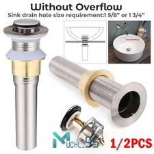 Pop Up Drain Stopper for Bathroom Sink Without Overflow For 1 5/8" or 1 3/4"
