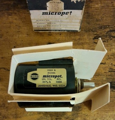 Borg micropot 2201-B Potentiometer LIN. TOL. .25%IL RES. 100K Made In USA