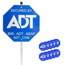 Security Signs & 10 Pcs ADT Window Stickers 28" ADT Yard Sign with Aluminum S...